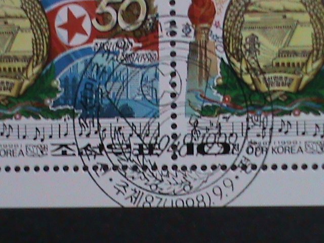 ​KOREA-1998 SC# 3769 50TH ANNIVERSARY OF KOREA DPR- FANCY CANCEL BLOCK VF OG