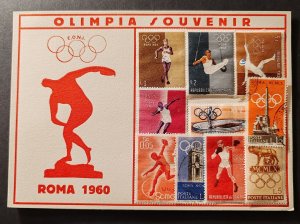 Italy. A souvenir sheet of postage stamps dedicated to the 1960 Summer Olym...