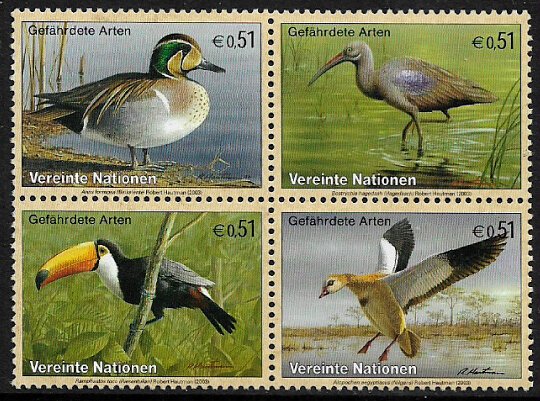 UN, Vienna #332a MNH Block - Endangered Species