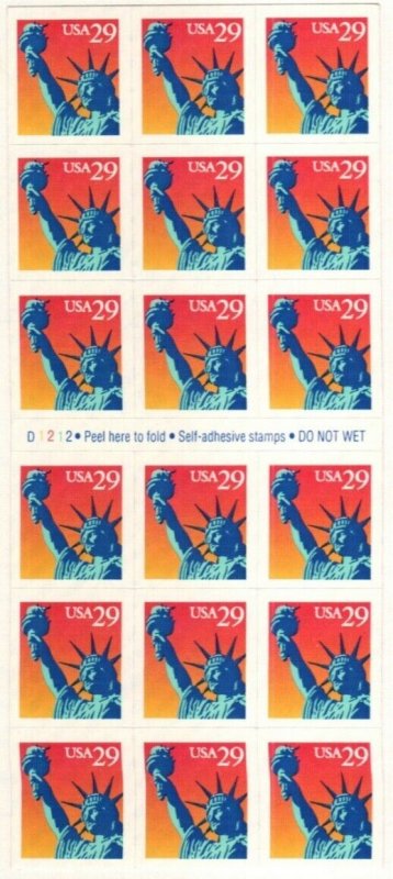 United States 29¢ Statue of Liberty Postage Stamp #2599a MNH Full Booklet