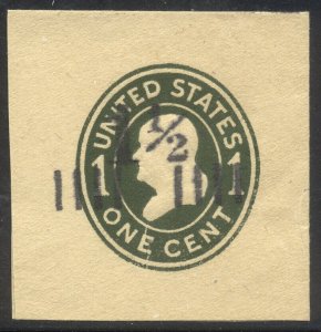 U.S. #U494 Unused VF FC - 1  1/2c on 1c Dark Green on Manila