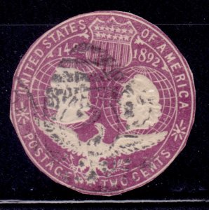 United States, 1892-93, Commemorative Stamped Envelope, 2c, sc#U349, used**