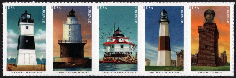 USA 5625b,5621-5625 Mint (NH) Lighthouses Strip/5  Forever Stamps (read descrip)