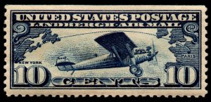 U.S. Scott #C10: 1927 10¢ Lindbergh Airmail, MH, VF+, edge