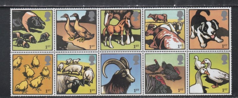 Great Britain # 2260a, Farm Animals, Block of 10, folded,  Mint NH 1/2 Cat.