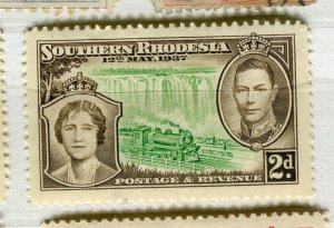 S.RHODESIA; 1937 early GVI Coronation issue fine Mint hinged Shade of 2d. value