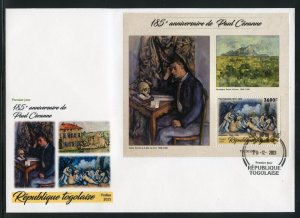 TOGO 2023 185th ANNIVERSARY OF PAUL CEZANNE PAINTINGS SOUVENIR SHEET FDC