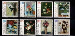 Poland Scott 2940-2947 MNH** Flower paintings stamp set