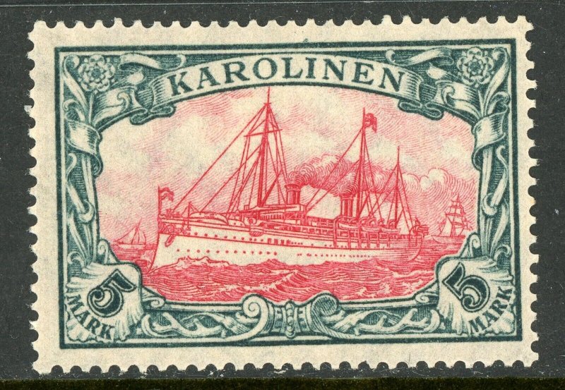 Caroline Islands 1915 Germany 5 Mark Yacht Ship Watermark Scott #23 Mint E537