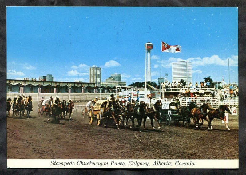 p149 - Canada CALGARY STAMPEDE 1975 Special PO Cachet on old Postcard. Race