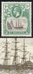 St Helena SG98a 1d grey and Green Variety BROKEN MAINMAST M/Mint