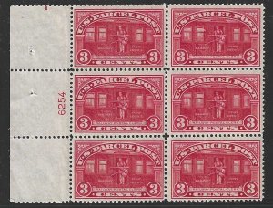 U.S., 1913, Scott #Q3, Parcel Post, Plate Block of 6, Mint, O.G., Never Hinged
