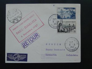 first flight cover Paris to Djakarta Indonesia / France 1957