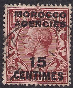 Morocco Agencies 1925 - 34 KGV 15ct on 1 1/2d Red Brown used SG 204 ( R746 )