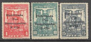 PERU 1931 POSTAL TAX STAMP UNEMPLOYMENT FOUND  RA14/16 Z14/16 MINT HINGED