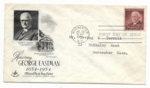 US 1062 (Me-3) 3c George Eastman on FDC Artcraft Cachet ECV $6.00