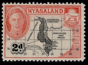 NYASALAND PROTECTORATE GVI SG147, 2d black & scarlet, NH MINT.