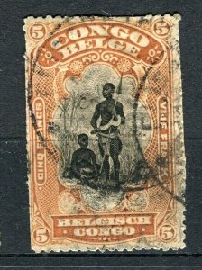 BELGIUM CONGO; Early 1890s classic Pictorial issue used 5Fr. value