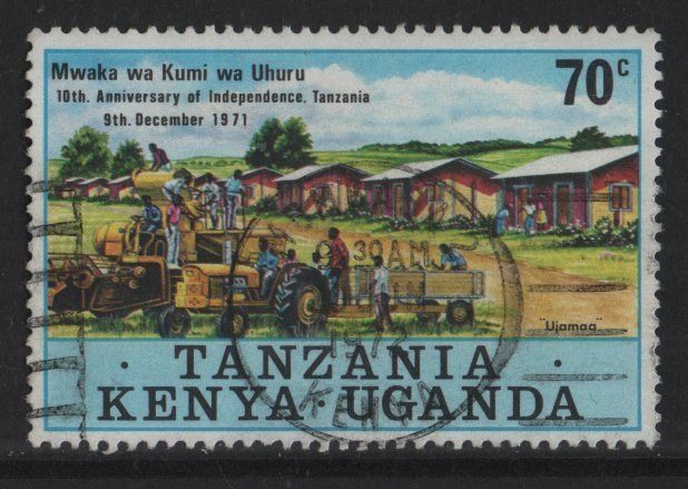 Kenya, Uganda, & Tanzania #239 used 1971 farming village 70c