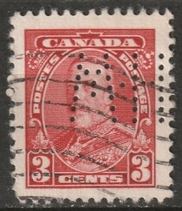 Canada 1928 Sc 151 perfin M-H (Massey-Harris Co.) used