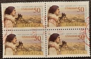 US Scott # c131; used 50c Air Mail from 1991; block of 4; VF; off paper