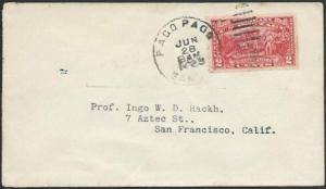 AMERICAN SAMOA 1928 2c Saratoga on cover ex PAGO PAGO......................27407 