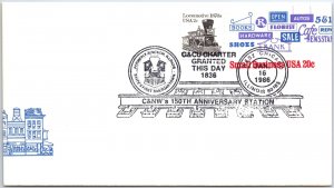 US COVER SPECIAL EVENT POSTMARK G & NW RAILWAY CHARTER GRANTED 150 YEARS 1986