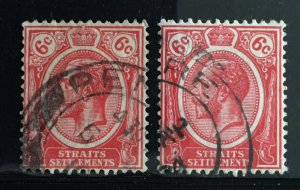 Malaya Straits Settlements KGV 1921-33 6c Varieties Used MSCA SG#228-229 M3618