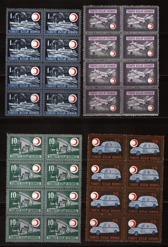 ZAYIX - Turkey RA101-RA108 MNH Blk of 8 Postal Tax Medical  080922S22