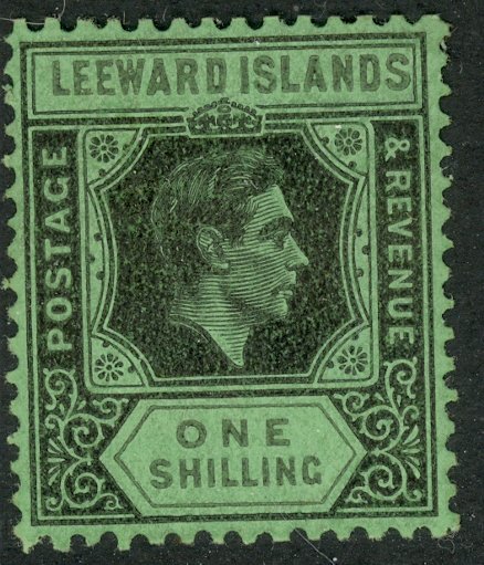 LEEWARD ISLANDS 1942 KGVI 1sh Gray Letters Portrait Issue SG110ba Sc111var MH