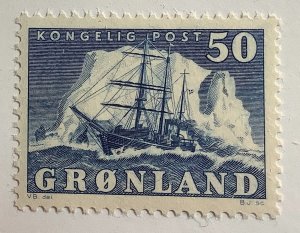 Greenland 1950 Scott 35 MNH - 50o, Sailship