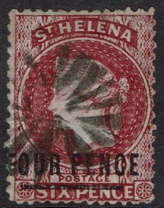 ST HELENA 1864 QV 4D ON 6D WMK CROWN CC 18MM LONG PERF 12.5 USED 