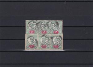 G.B. 1887 Jubilee Stamps Block with Foreign Service HandStamps on Piece Ref26548