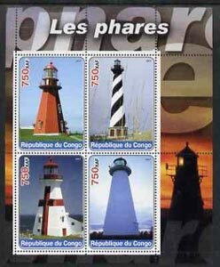 CONGO KINSHASA - 2003 - Lighthouses - Perf 4v Sheet - MNH - Private Issue