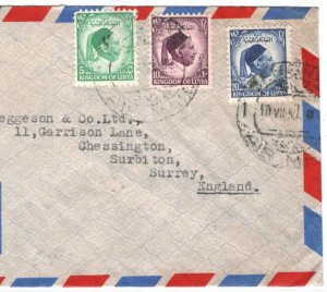 LIBYA Air Mail Cover Benghazi GB Surrey Surbiton 1953? {samwells-covers}MA1053