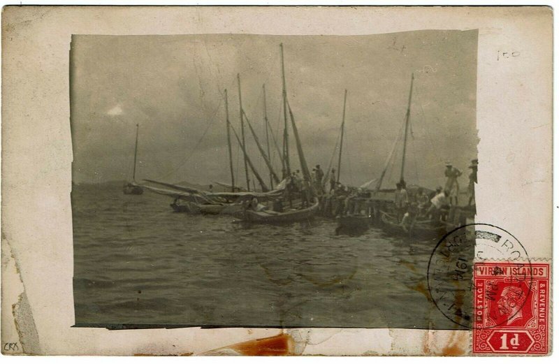 British Virgin Islands 1914 postcard Paid at Tortola cancel, SG CC2 750 pounds