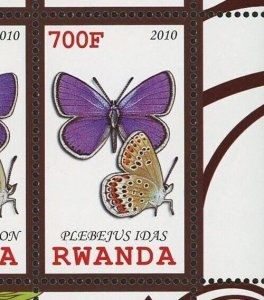 Butterfly Stamp Plebejus Pylaon Insect Souvenir Sheet of 4 Stamps MNH