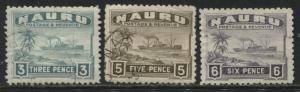 Nauru 1937-48 3d, 5d, & 6d used on glazed paper