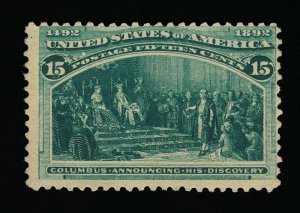 VERY AFFORDABLE GENUINE SCOTT #238 FINE MINT OG H 1893 15¢ COLUMBIAN EXPO #12884