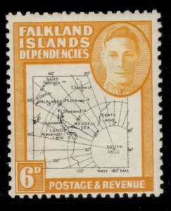 FALKLAND ISLANDS - Dependencies GVI SG G14, 6d black & orange, M MINT. Cat £26.