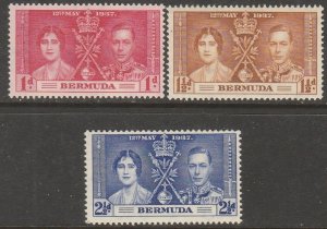 BERMUDA 115-117, CORONATION COMMON DESIGN 1937, MINT, NH. VF. (847)