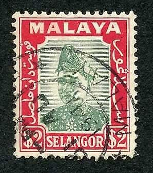 Selangor SG87 1941 2 dollar fine used Cat 50 pounds