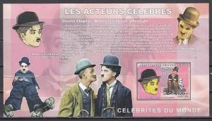 Congo Dem., Mi cat. 2006 issue. Charlie Chaplin, Cinema Star, IMPERF s/sheet.