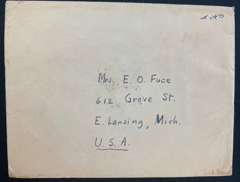 1956 Bangkok Thailand Cover To Lansing MI USA