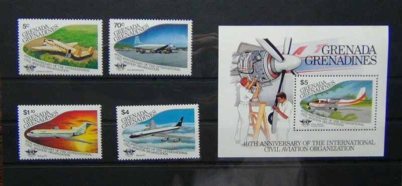 Grenada Grenadines 1985 Civil Aviation Organisation set & Miniature Sheet MNH