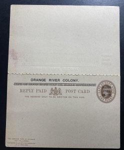 Mint Orange River Colony Stationery Reply Postcard