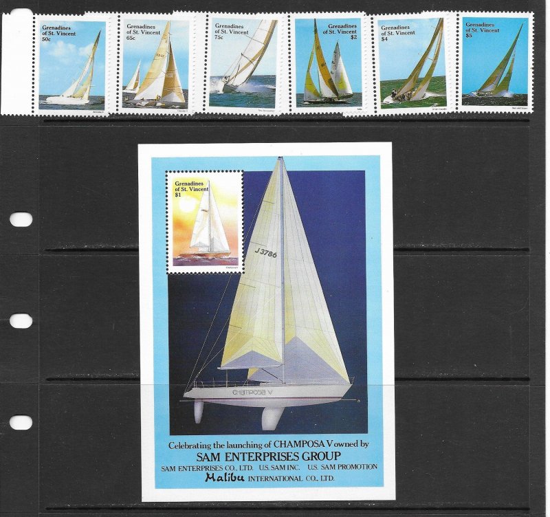 St. Vincent Grenadines 579-85 MNH Sailboats set cpl. X 10 vf. 2022 CV $ 40.50