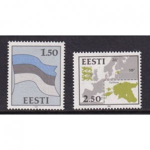 Estonia  #209-210   MNH  1991 flag and map