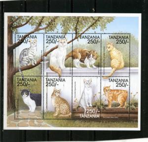 TANZANIA 1999 Sc#1810 FAUNA CATS SHEET OF 8 STAMPS MNH