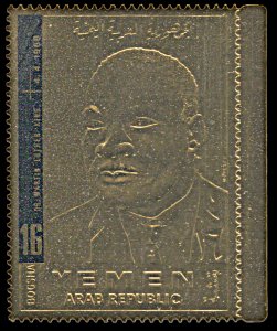 Yemen AR Michel 809 A, MNH, Dr. Martin Luther King Jr. In Memoriam gold foil